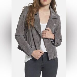 Blank NYC Women's Grey Suede Leather Moto Jacket